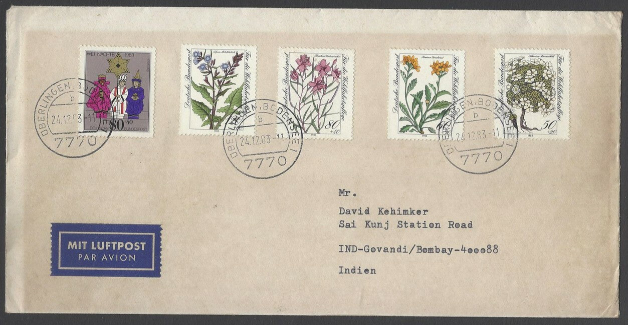 AOP Germany West covers with commemoratives to India (5)
