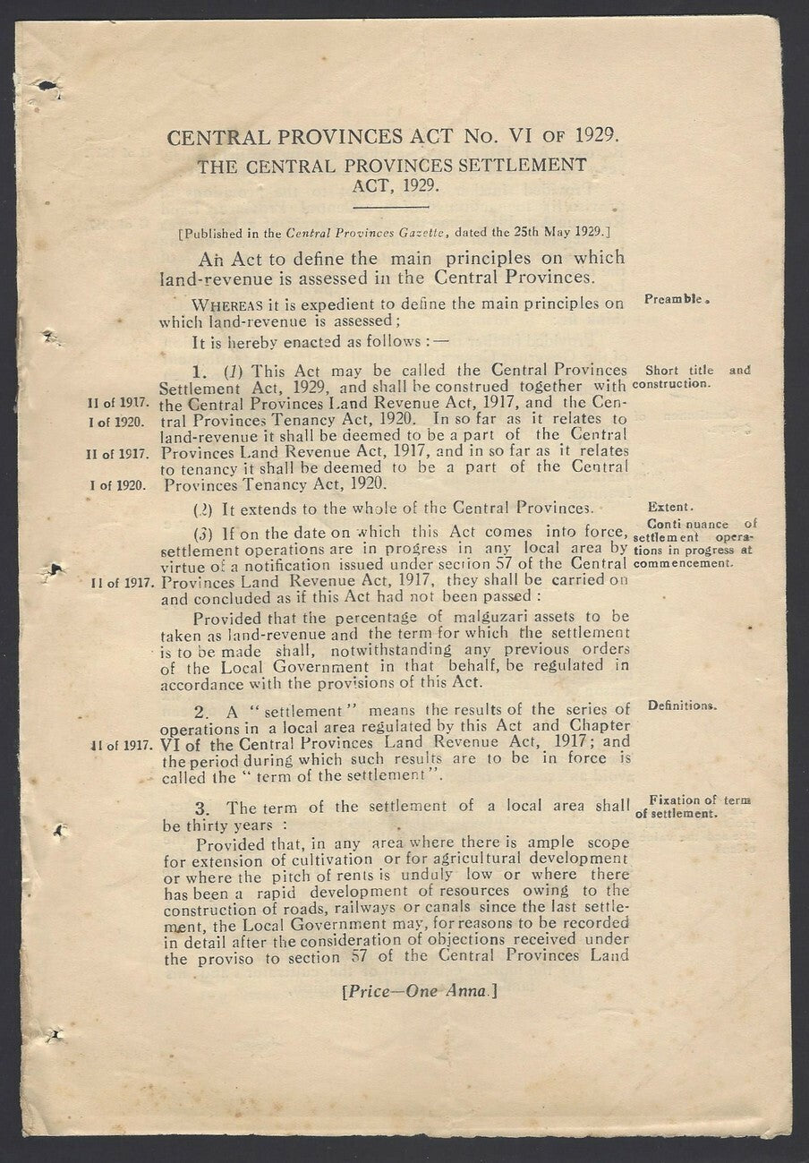India 1929 Central Provinces Juvenile Smoking Act + 3 others