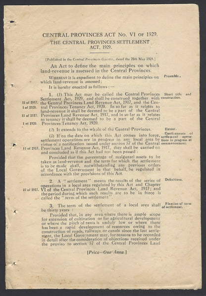India 1929 Central Provinces Juvenile Smoking Act + 3 others