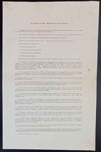 India 1945 travel document for UK