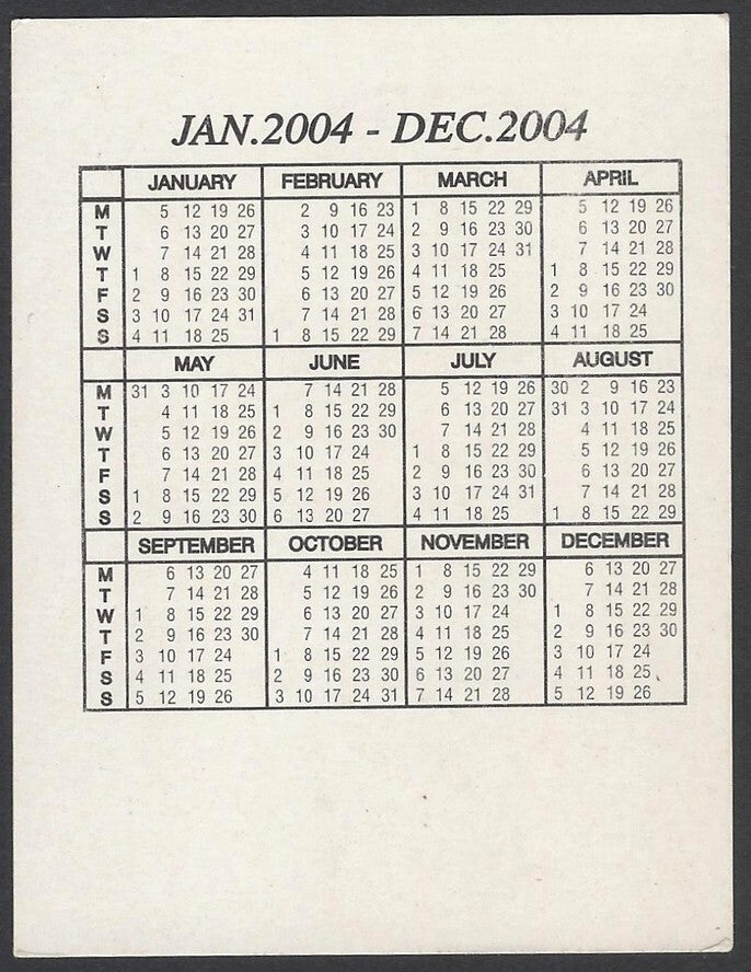 AOP2 India Bollywood 2004 pocket calendar PREITY ZINTA