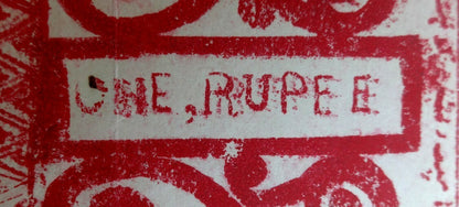 India Bussahir State Raja Head Stamp Paper 1R red with English value double