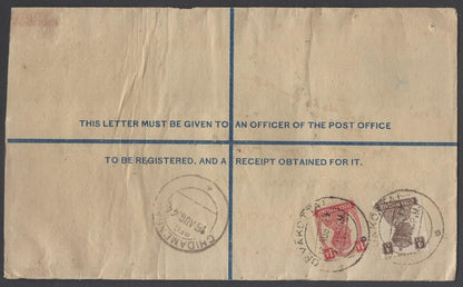 AOP India KGVI registered envelope with manuscript registration box