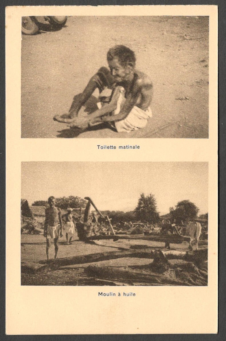 AOP India Morning Crap & French Oil Mill vintage postcard