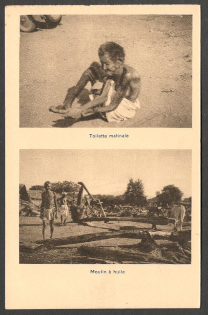 AOP India Morning Crap & French Oil Mill vintage postcard