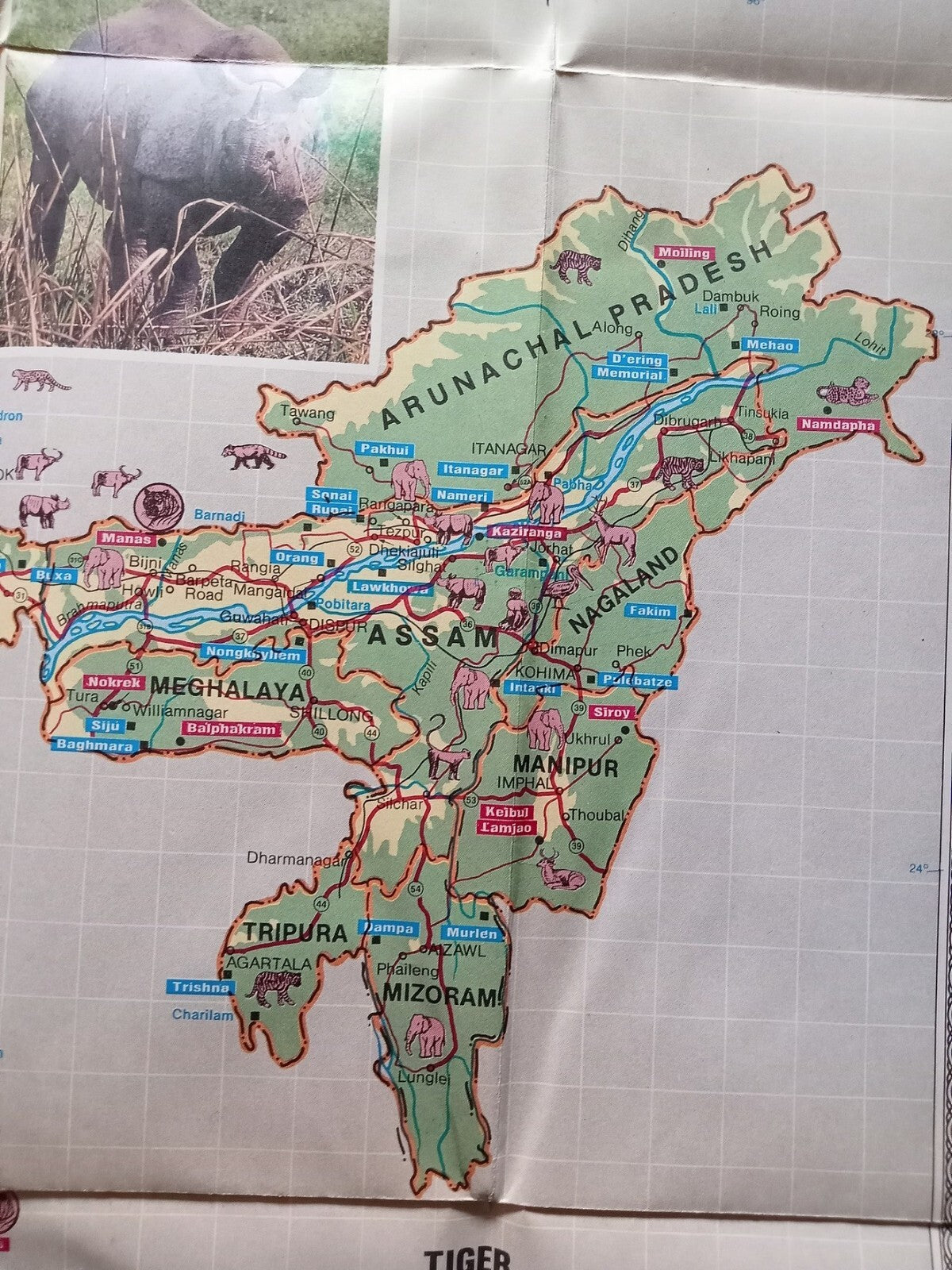 AOP India Guide To India WILDLIFE 1991 with multi colour illustrated map