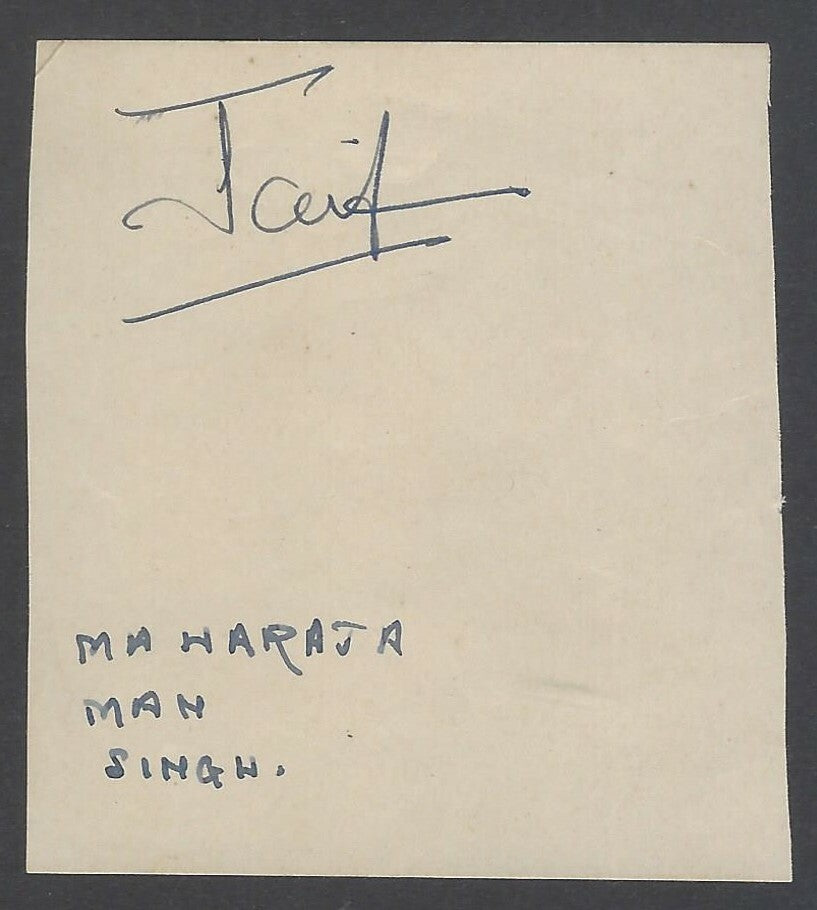 AOP India POLO Maharaja Sawai Man Singh II of Jaipur signed autograph book page