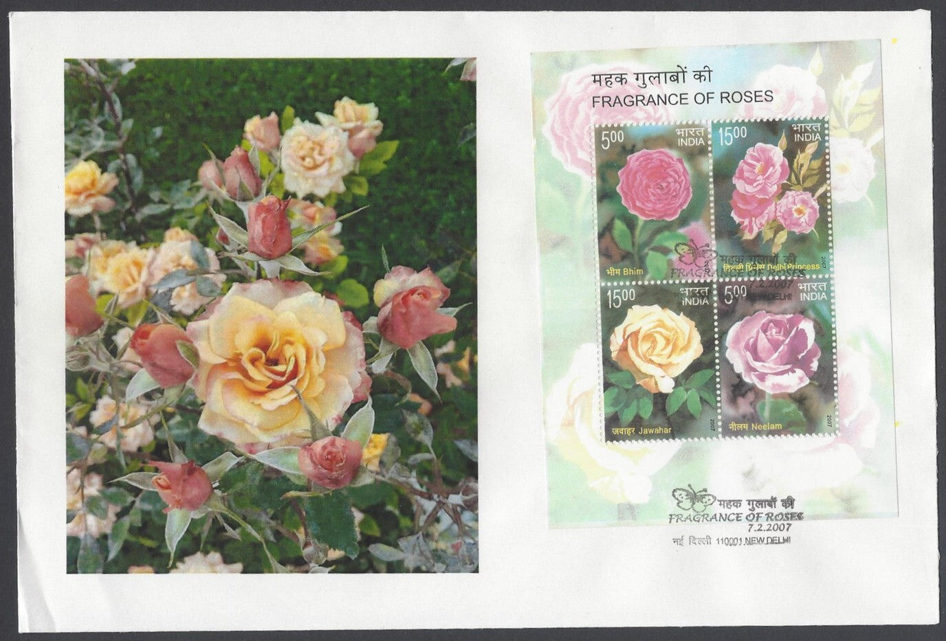 AOP India 2007 Fragrance of Roses MS FDC First Day cover Set of 20