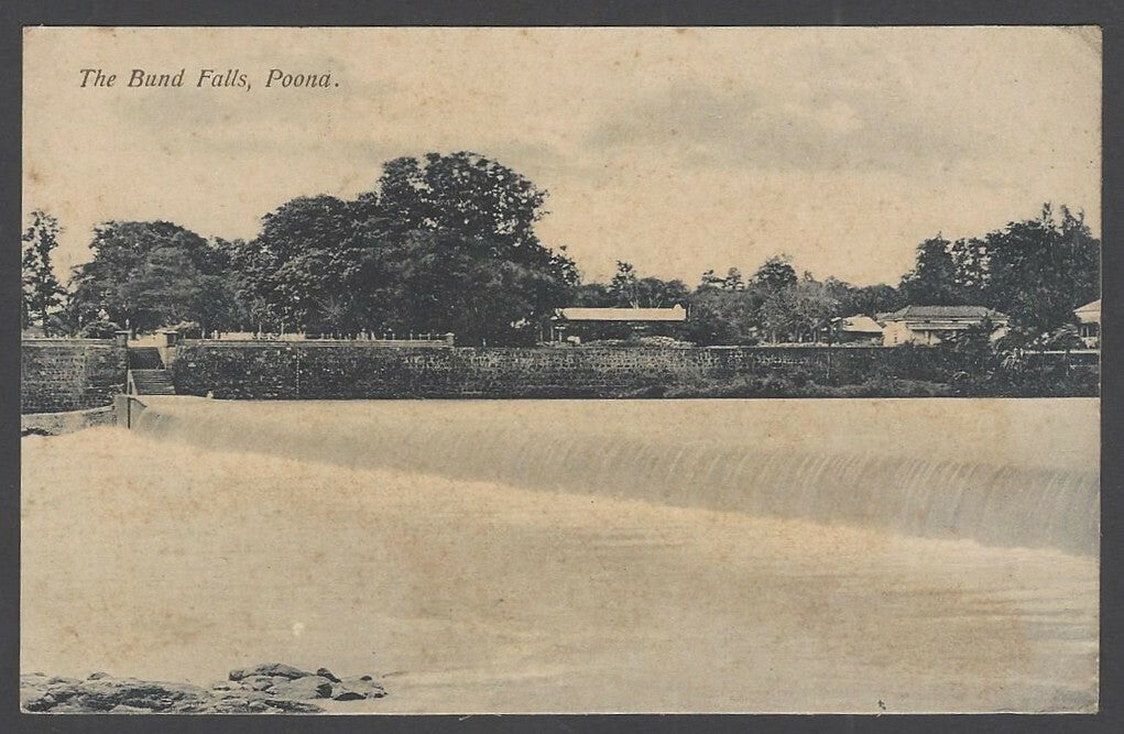 India The Bund Falls Poona vintage postcard