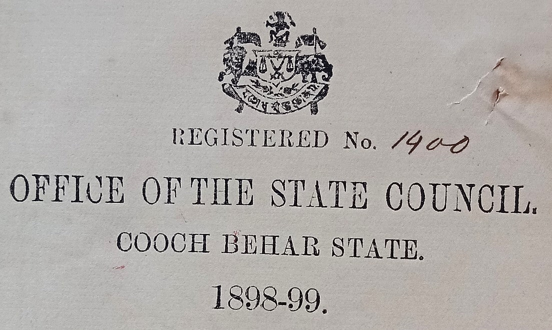 India COOCH BEHAR 1898 document zaz