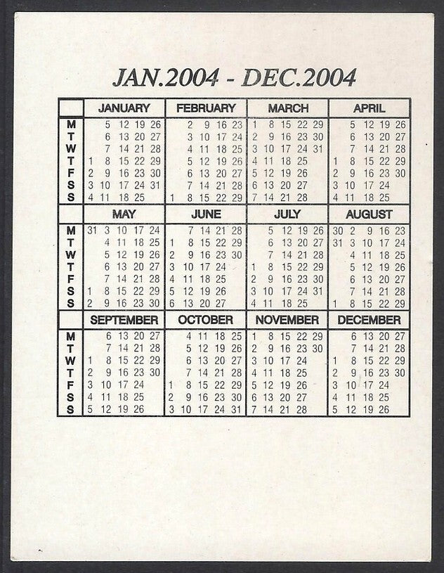 AOP2 India Bollywood 2004 pocket calendar SUSHMITA SEN