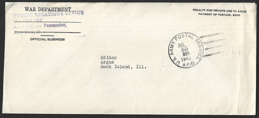 US WW2 APO 885 New Delhi, India 1945 penalty envelope