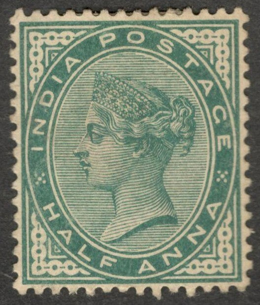 (AOP) India QV 1882 1a deep blue green MH. SG 84 £10