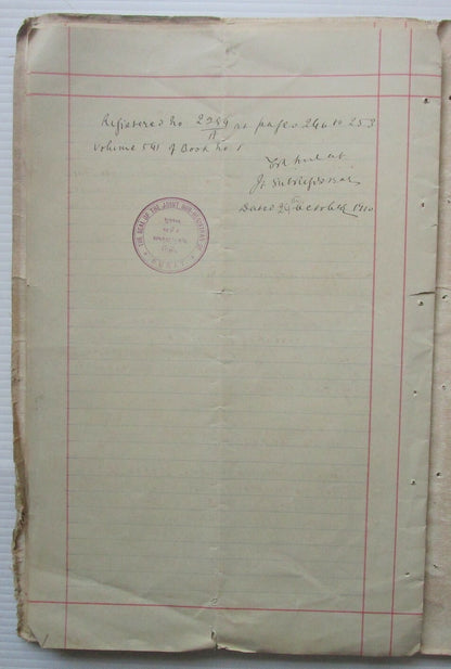 India 1910 Assignment document with Special Adhesive KEdVII 20R, 50R