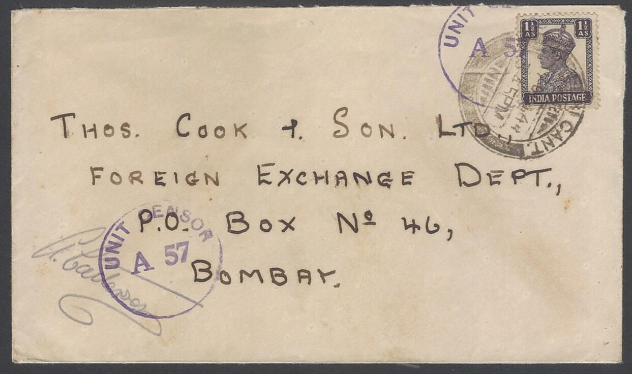 AOP2 India WW2 1944 Military cover with Unit Censor