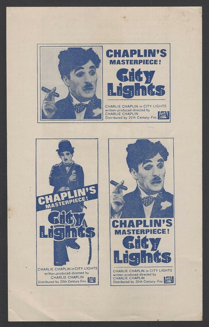 Charlie Chaplin CITY LIGHTS herald for India