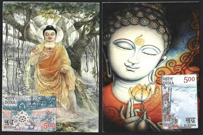 India 2007 Buddha set of 6 on 6 Shrawasti 2022 maximum cards