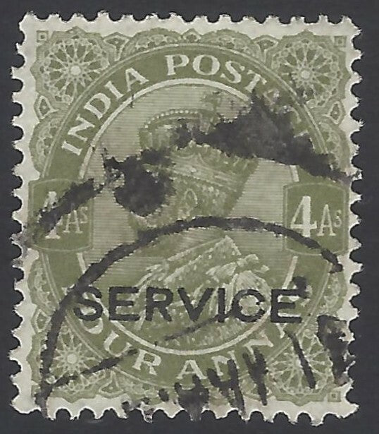AOP India Ofiicial KGV 1932-36 4a watermark inverted used SG O130w £28