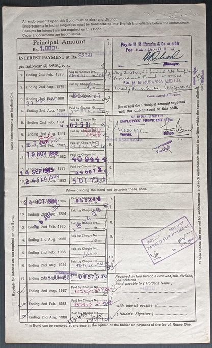 India West Bengal State Electricity Board 1988 1000R bond