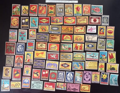 Collection of vintage matchbox labels India unusual graphics 900+ different