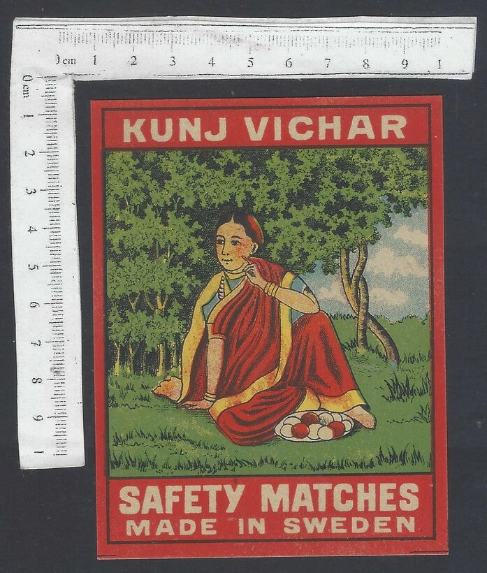 AOP India vintage packet size label Kunj Vichar (Ket Thoughts) Made in Sweden