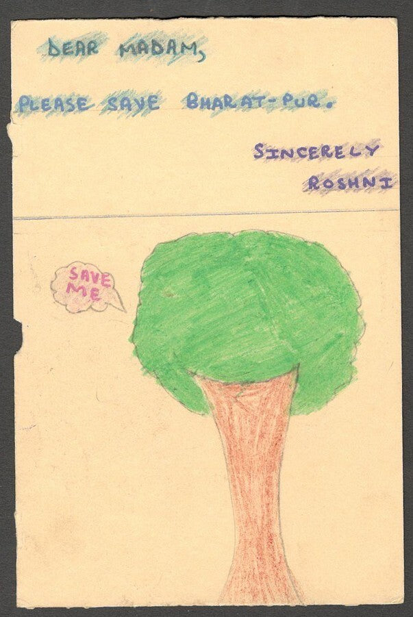 AOP India hand painted Save The Trees campaign card
