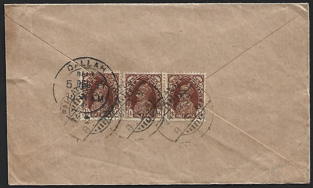 India WW2 KGVI 1939 cover to Malaya with triangular PASSED CENSOR MADRAS 5