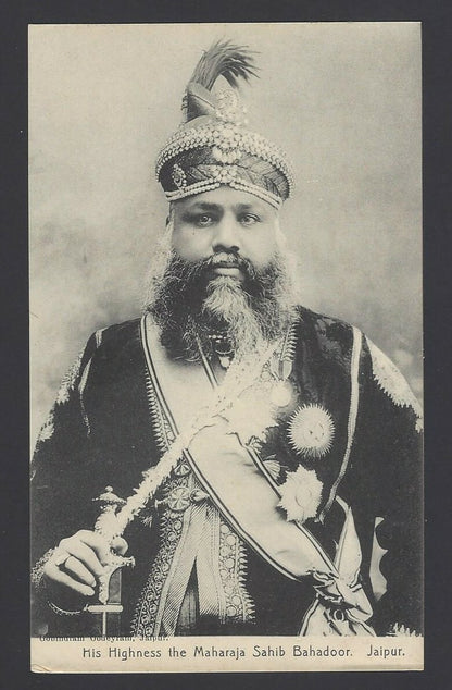 India vintage postcard HIS HIGJNESS THE MAHARAJA SAHIB BAHADOOR. JAIPUR
