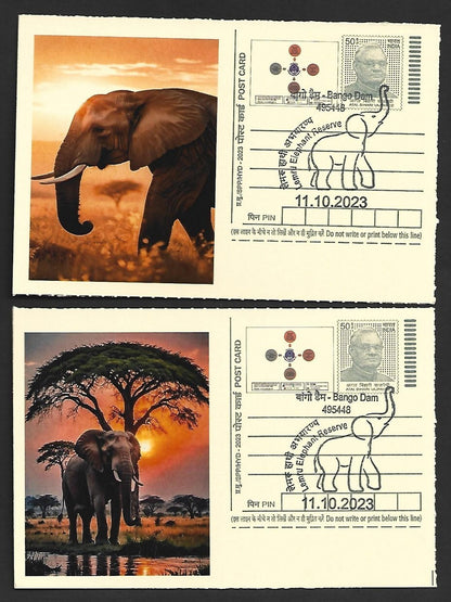 India ELEPHANTS 2023 Lemru Elephant Reserve pictorial commemorative postcards x8