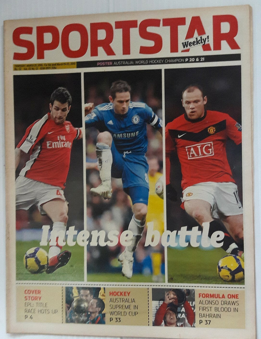 India Sportstar 2006-10 FOOTBALL cover issues 10” X 13” (5)
