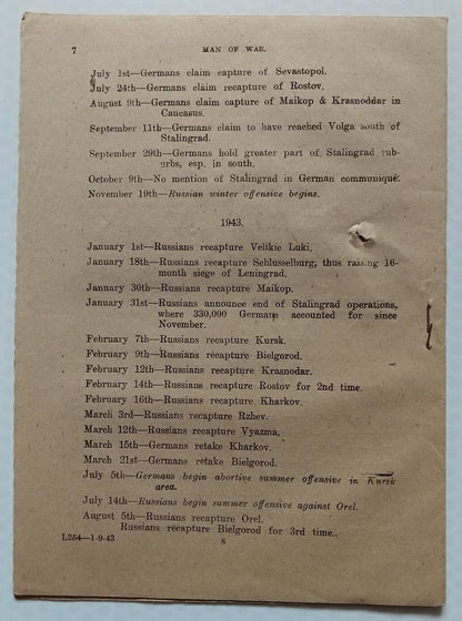 AOP India WW2 National War Front MAN OF WAR leaflet