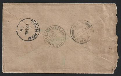 Malaya 1926 unpaid cover from India to RAWANG with postage due mark