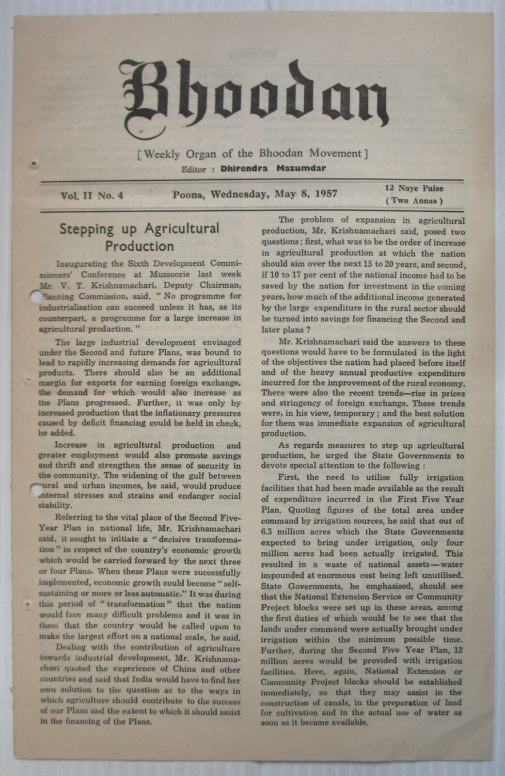 BHOODAN Weekly of the Bhoodan Movement India 1957 issues (27)