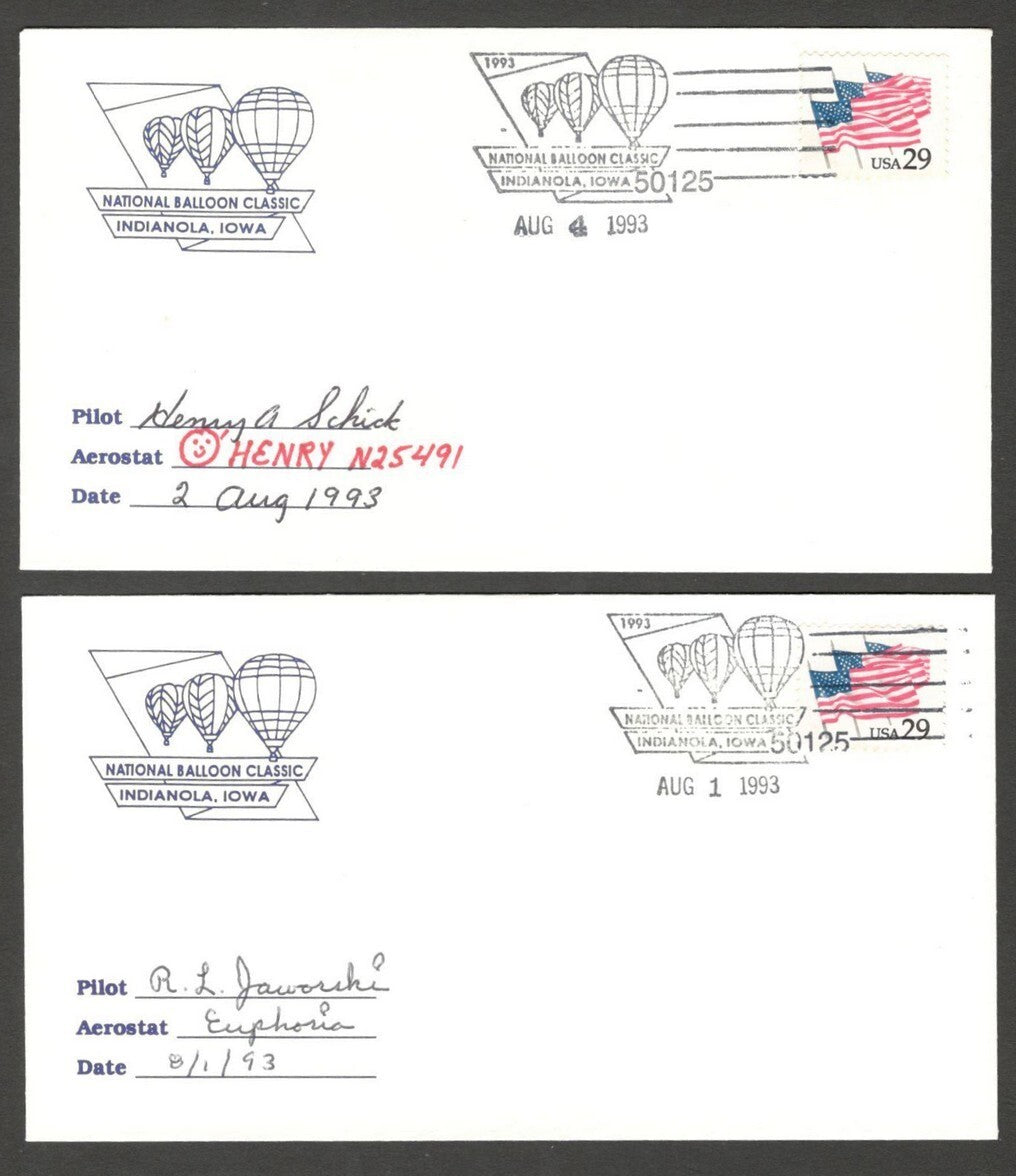 National Balloon Classic, Indianola 1993 covers signed by Pilots (10)