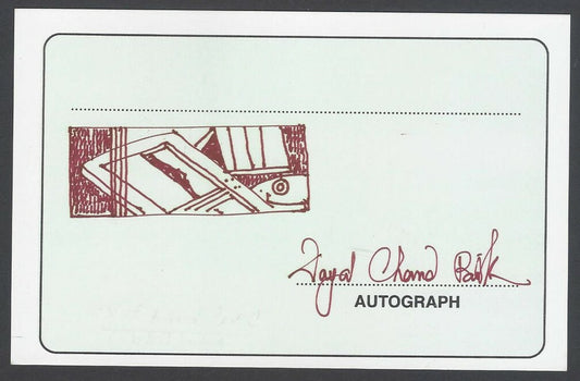 AOP Dayal Chand Paik, Artist pen sketch on autograph card India