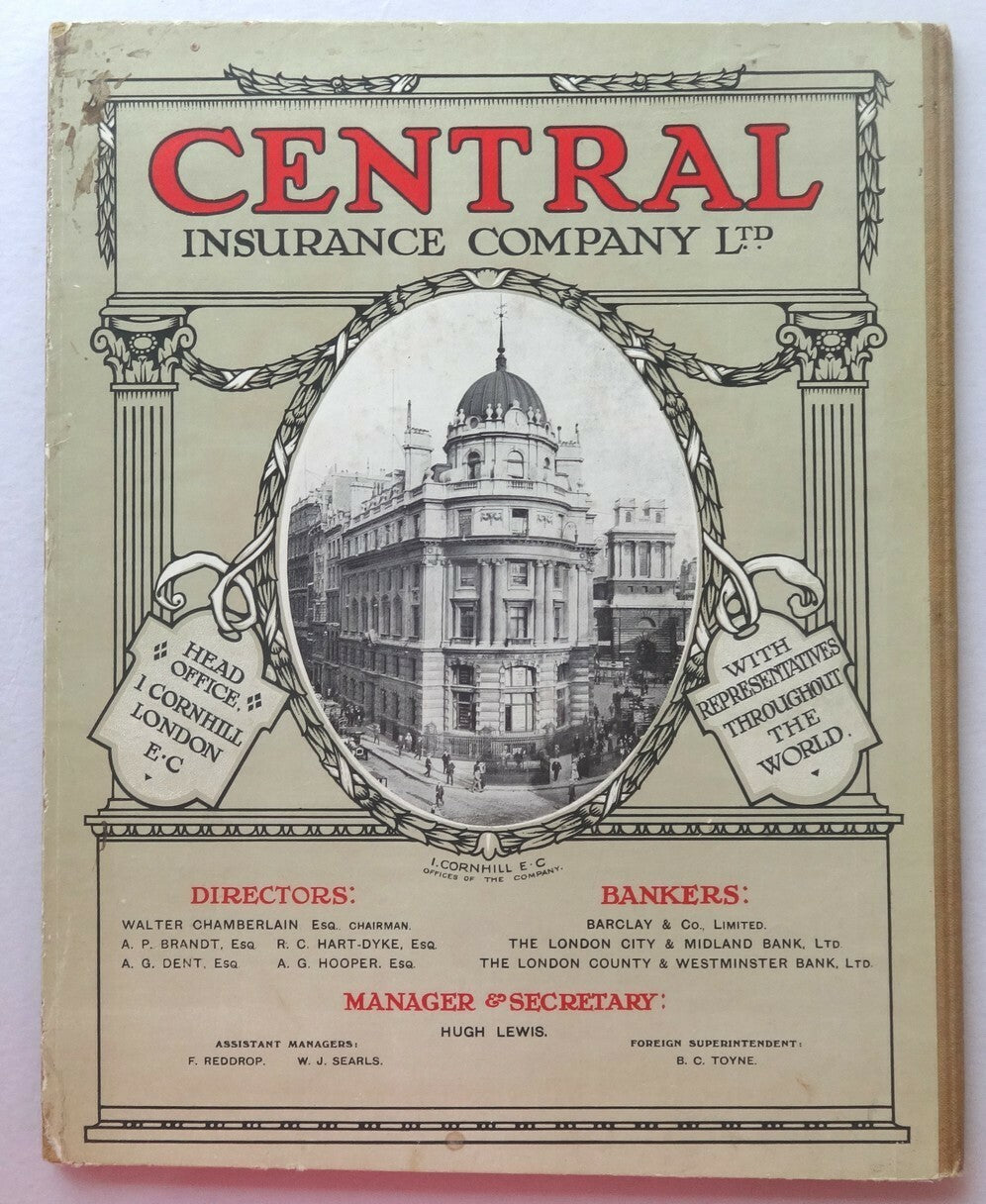 India 1916 blotter book with calendar Central Insurance