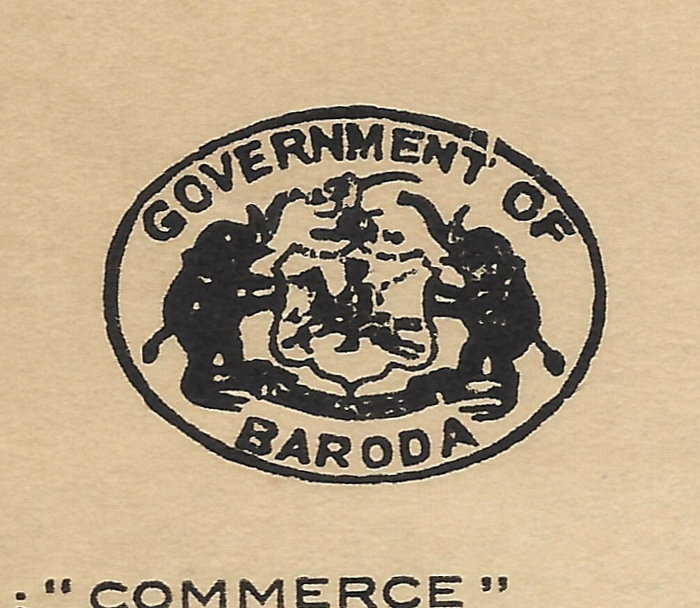 India 1939 GOVERNMENT OF BARODA crested letterhead used 1939