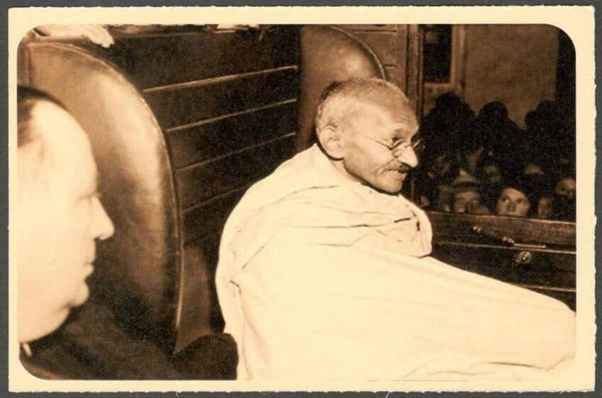 AOP India full back pictorial 50p Gandhi postal card GANDHI 