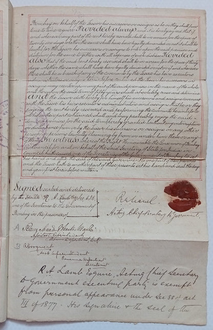 AOP India Special Adhesive KEdVII 1R on 1904 indenture & map