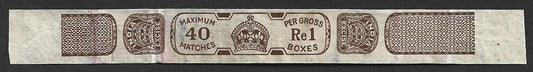 AOP India KGVI Match Excise label 1R per Gross boxes - not listed by Barefoot