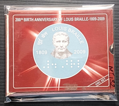 India 200th Birth Anniversary of LOUIS BRAILLE UNC set in pack