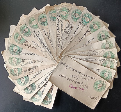 India KGV 1/2a green envelopes x 100 selected for condition WHOLESALE