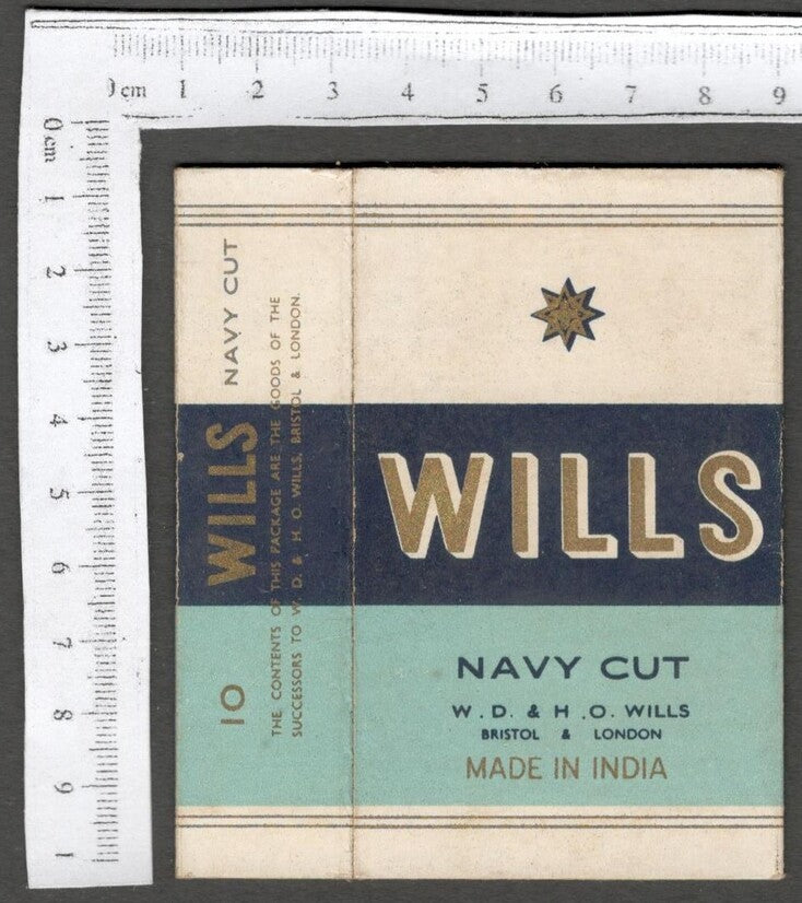 AOP India vintage empty packet Wills Navy Cut Cigarettes W. D. & H. O. Wills