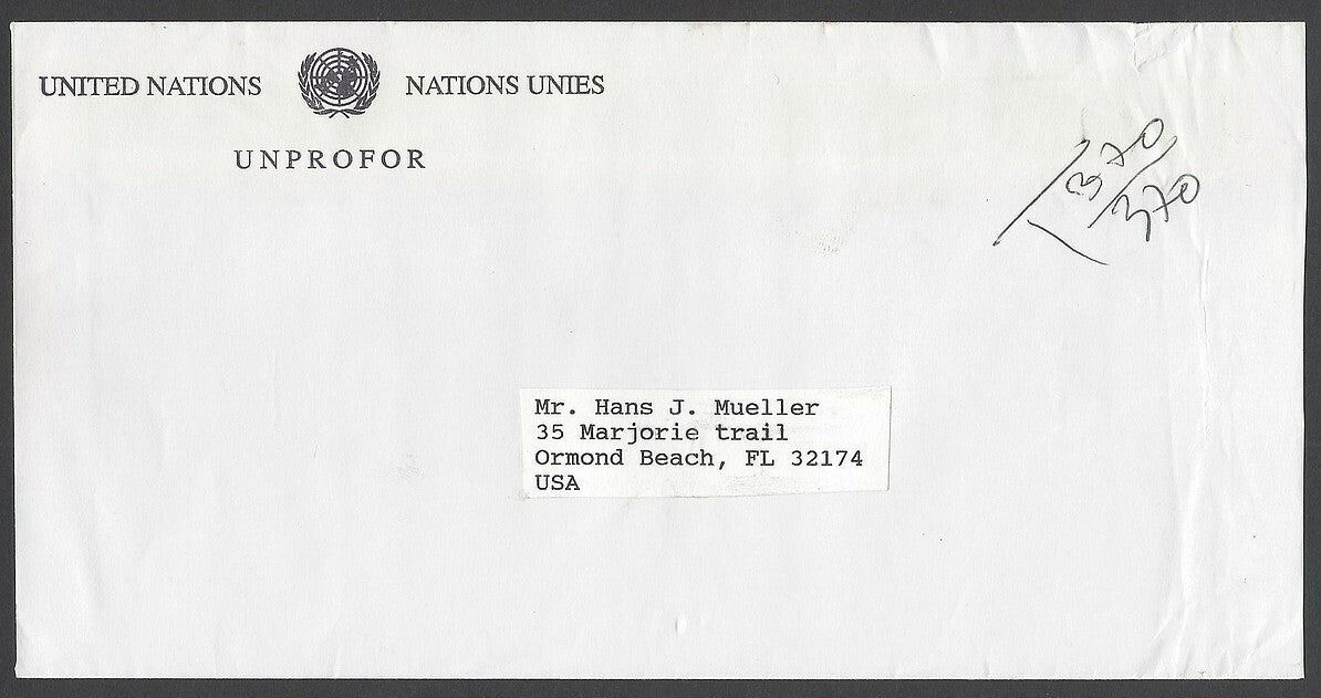 Croatia UNPROFOR UN Protection Force 1994 Indian Contigent cover & letter