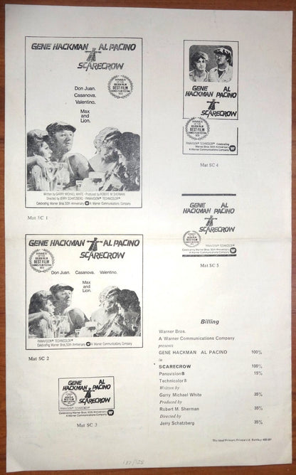 1973 Scarecrow pressbook for India 9” x 14.5” AL PACINO Gene Hackman
