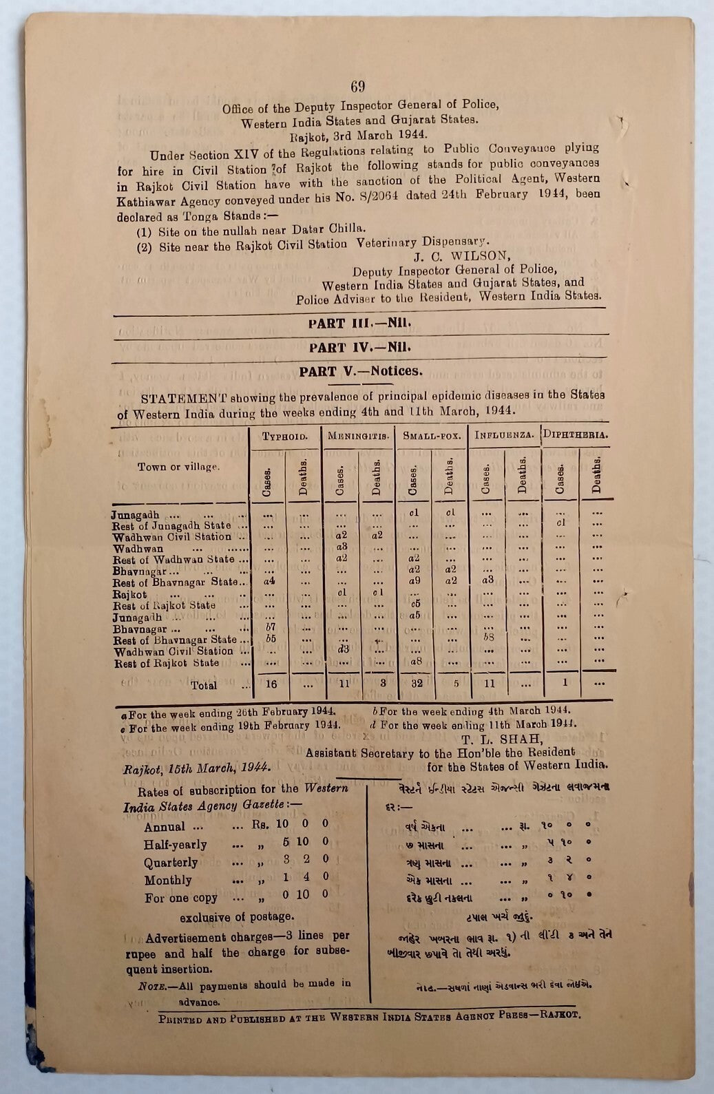(AOP) India WISA Gazette 1944 Ban of Guerilla, Sabotage literature