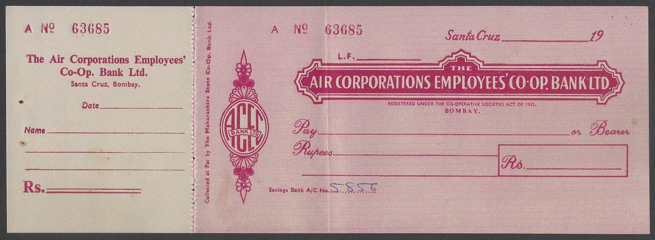 AOP India THE AIR CORPORATIONS EMPLOYEES' CO-OP BANK LTD. Cheque check
