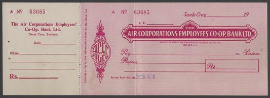 AOP India THE AIR CORPORATIONS EMPLOYEES' CO-OP BANK LTD. Cheque check
