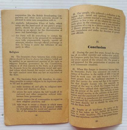 India 1962 Swatantra Party manifesto