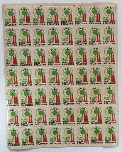 AOP India PLANT TREES FIGHT POLLUTION labels sheet of 56 MNH